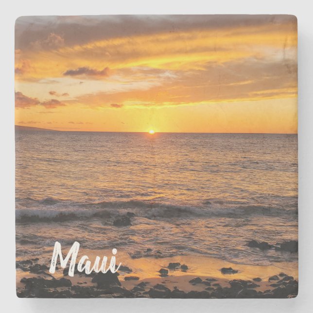 Dessous-de-verre En Pierre Le Sunset Maui de Keawakapu Beach (Devant)