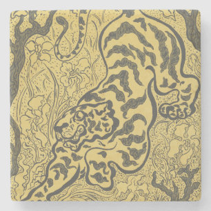 Dessous-de-verre En Pierre Le tigre dans la jungle (animal sauvage) (par Paul
