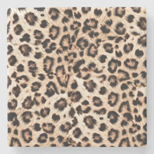Dessous-de-verre En Pierre Leopard Design Motif : Wild Elegance.