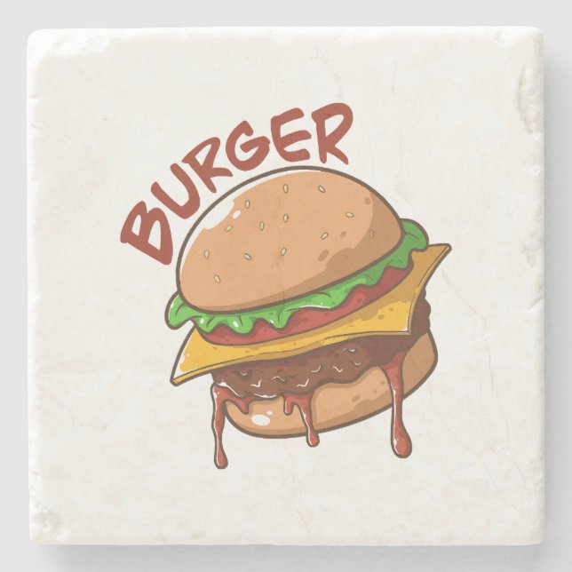 Dessous-de-verre En Pierre Les amateurs de hamburgers (Devant)