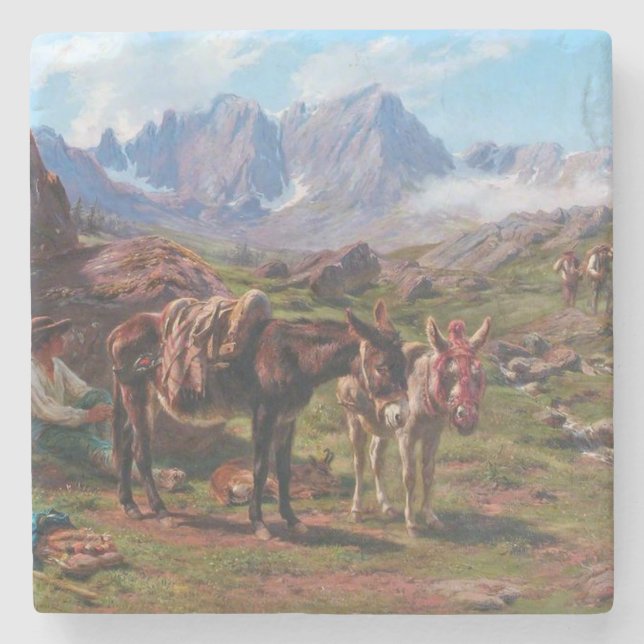 Dessous-de-verre En Pierre Les ânes dans les Pyrénées (Rosa Bonheur) (Devant)