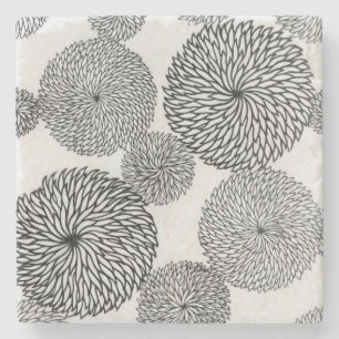Dessous-de-verre En Pierre Les chrysanthèmes de l'école japonaise
