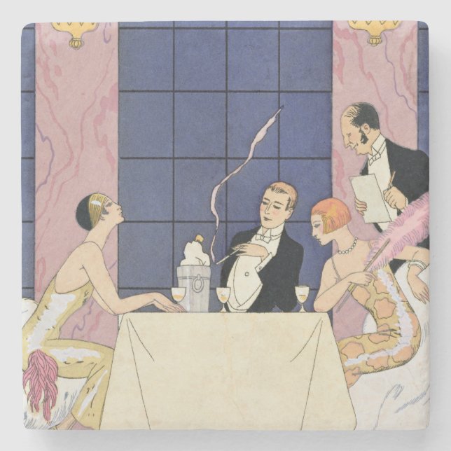 Dessous-de-verre En Pierre Les gourmands, 1920-30 (copie de pochoir) (Devant)