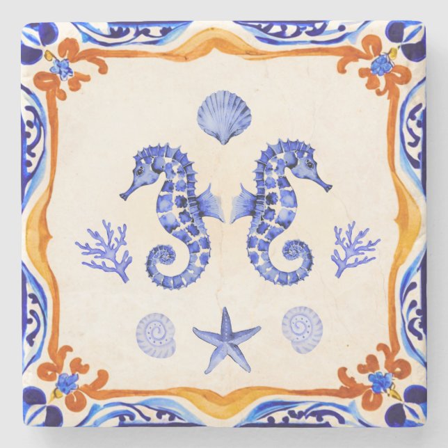 Dessous-de-verre En Pierre Les hippocampes méditerranéens (Devant)