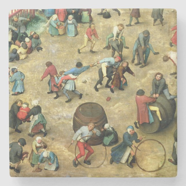 Dessous-de-verre En Pierre Les jeux des enfants : détail du fond (Devant)