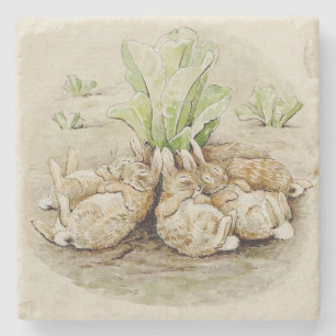 Dessous-de-verre En Pierre Les lapins de Flopsy endormis (par Beatrix Potter)
