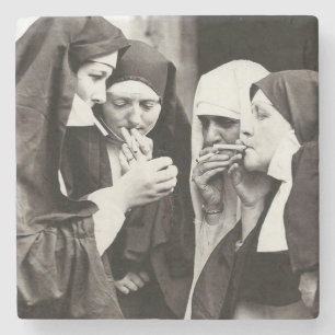 Dessous-de-verre En Pierre Les soeurs fument la photo Vintage