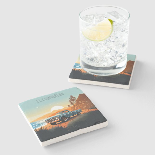 Dessous-de-verre En Pierre Les souvenirs de plage (Côté)