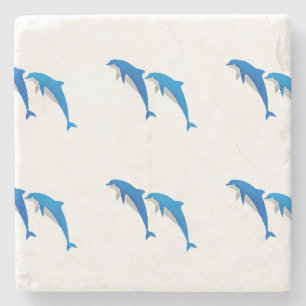 DESSOUS-DE-VERRE EN PIERRE L'ÉTÉ, DES DOLPHINS GRIS ET BLEU FUNNY