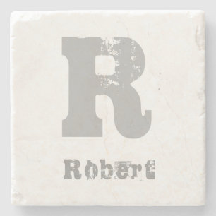 Dessous-de-verre En Pierre LETTRE ÉLÉGANTE Modèle MONOGRAPHIQUE  Élégant Marb