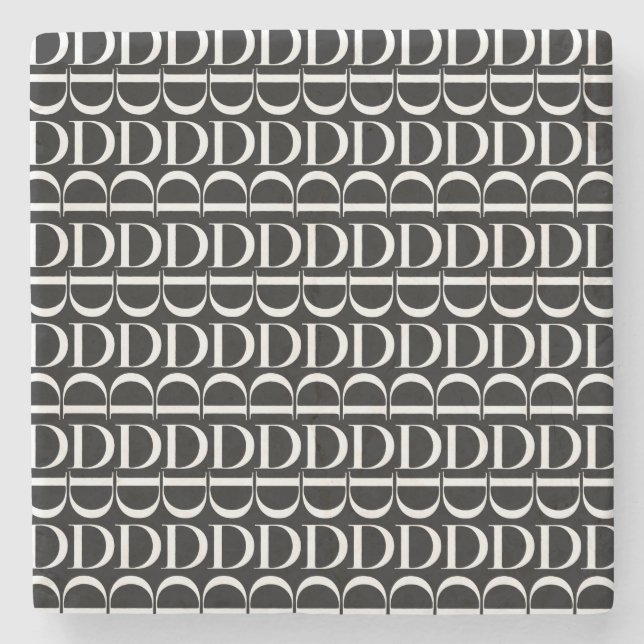 Dessous-de-verre En Pierre Lettre initiale D monogramme (Devant)