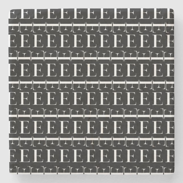 Dessous-de-verre En Pierre Lettre initiale monogramme E (Devant)