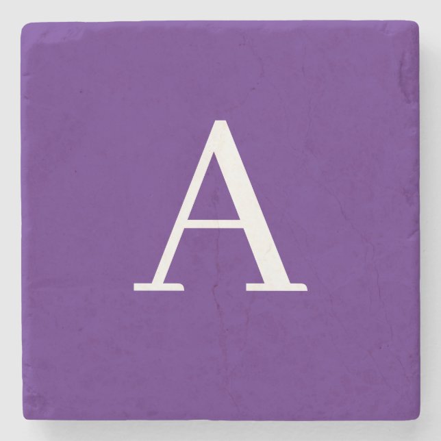 Dessous-de-verre En Pierre Lettre initiale Monogramme Style moderne violet (Devant)