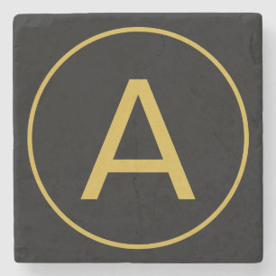 Dessous-de-verre En Pierre LETTRE INITIALE MONOGRAPHIQUE ÉLÉGante OR COULEUR