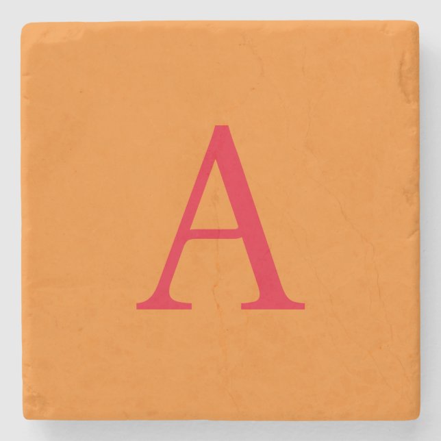 DESSOUS-DE-VERRE EN PIERRE LETTRE INITIALE MONOGRAPHIQUE MODÈLE ROUGE ORANGE (Devant)