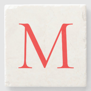 Dessous-de-verre En Pierre Lettre initiale rouge blanc monogrammed profession