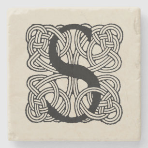 Dessous-de-verre En Pierre Lettre S Monogramme Vintage Nœud Celtique