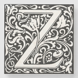 Dessous-de-verre En Pierre Lettre Z Art nouveau Carrelage noir et blanc