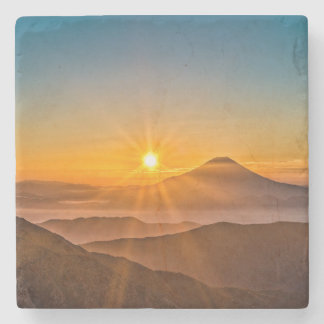 Dessous-de-verre En Pierre Lever de soleil entre les collines