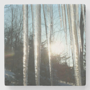 Dessous-de-verre En Pierre Lever du soleil à travers Icicles hiver Photograph