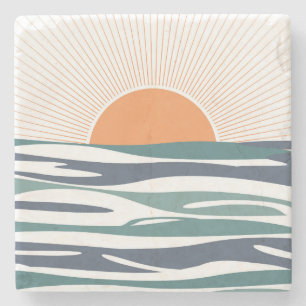 Dessous-de-verre En Pierre Lever du soleil au bord de la mer