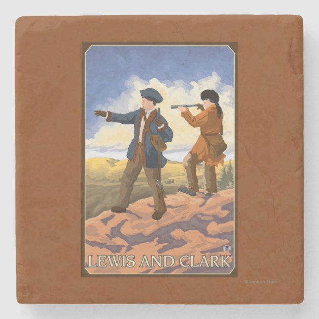 Dessous-de-verre En Pierre Lewis et Clark explorant l'ouest (Devant)