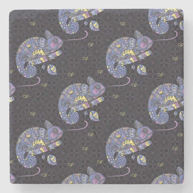 Dessous-de-verre En Pierre Lézard de Zentangle (Devant)