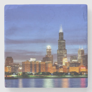 Dessous-de-verre En Pierre L'horizon de Chicago du planétarium d'Adler