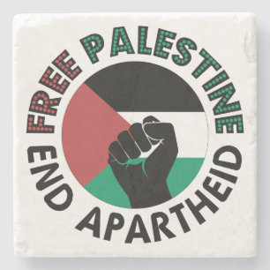 Dessous-de-verre En Pierre Libérez la Palestine Fin de l'apartheid Drapeau de