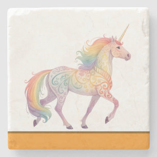 Dessous-de-verre En Pierre Licorne Arc-en-Ciel Magique Personnalisée