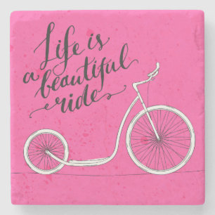 Dessous-de-verre En Pierre Life Is A Beautiful Ride Pink