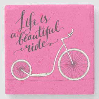 Dessous-de-verre En Pierre Life Is A Beautiful Ride Pink