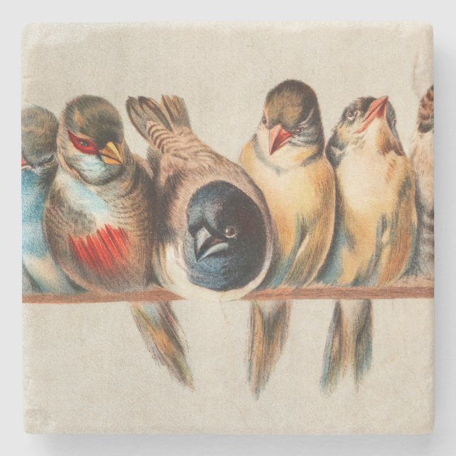 Dessous-de-verre En Pierre Ligne d'oiseaux et de colombes (Devant)