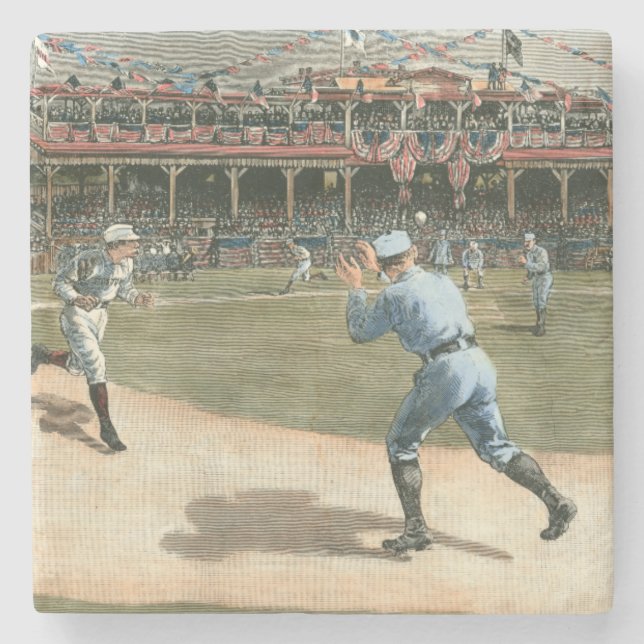 Dessous-de-verre En Pierre Ligue nationale de baseball 1886 (Devant)