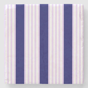 Dessous-de-verre En Pierre Lilac et rayures blanches motif avec bleu marine