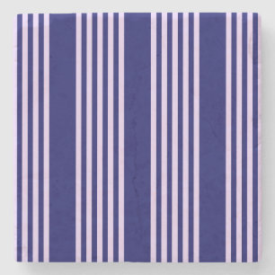 Dessous-de-verre En Pierre Lilac violet et bleu marine cinq bandes motif