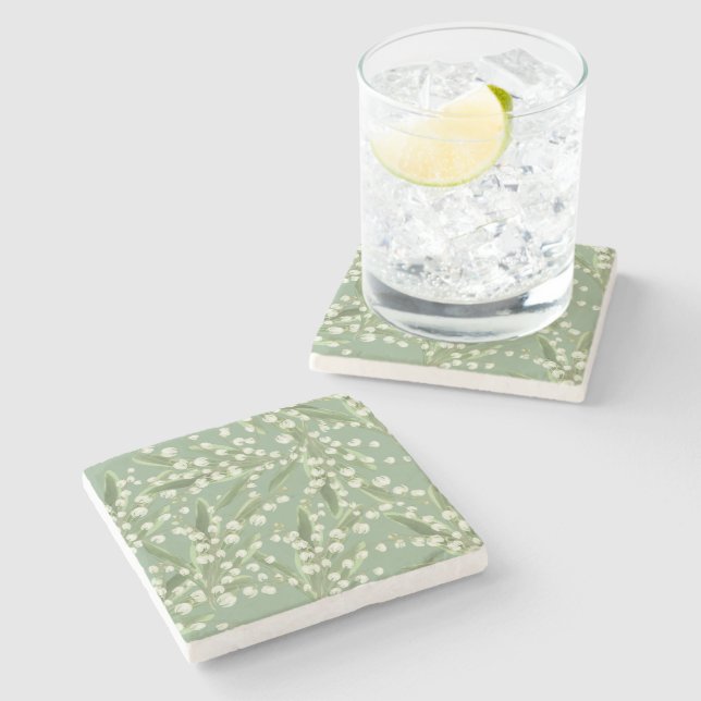 Dessous-de-verre En Pierre Lily de la vallée Floral (Côté)