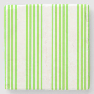 Dessous-de-verre En Pierre Lime vert et blanc cinq bandes motif