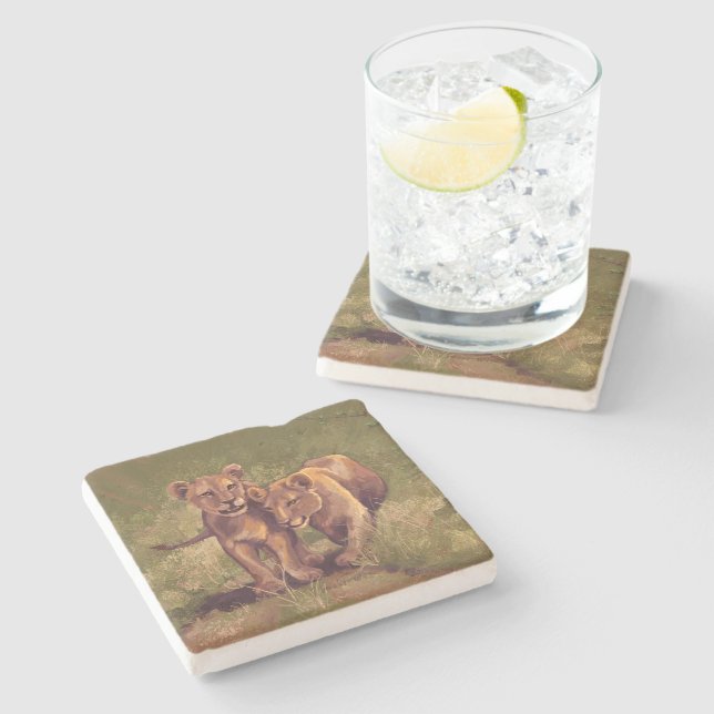 Dessous-de-verre En Pierre Lion Cubs (Côté)