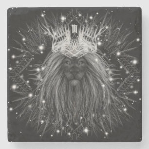 Dessous-de-verre En Pierre Lion d'étoile avec monogramme de couronne