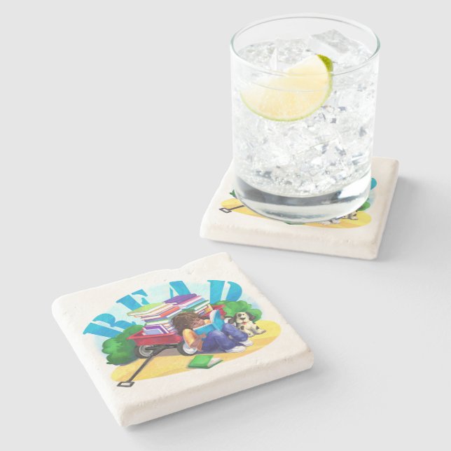 Dessous-de-verre En Pierre LIRE Livre Wagon Art (Côté)