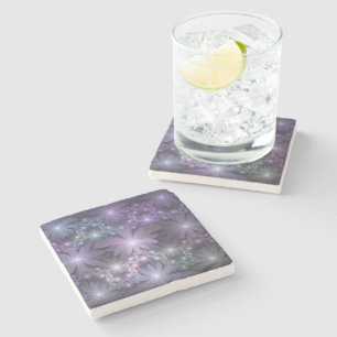 Dessous-de-verre En Pierre Lit de fleurs tendance brillant art fractal abstra