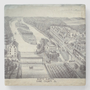 Dessous-de-verre En Pierre Lithographie de pierre de l'Illinois du Nord Auror