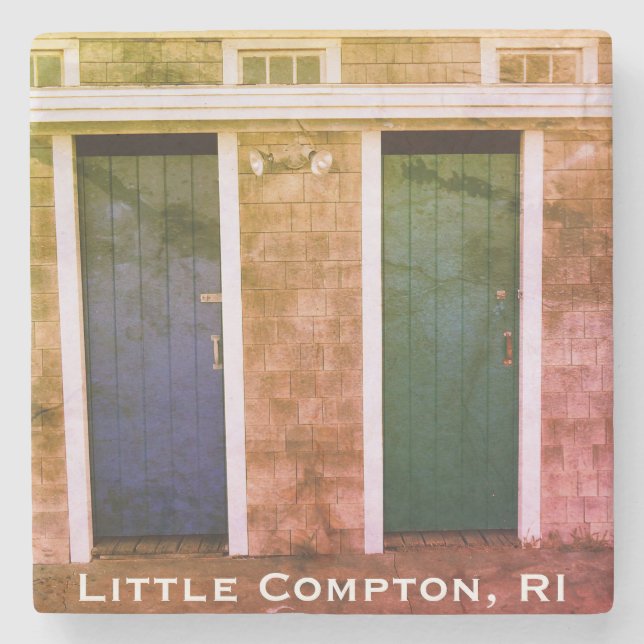 Dessous-de-verre En Pierre Little Compton, RI Summer Beach Bath Houses (LC) (Devant)