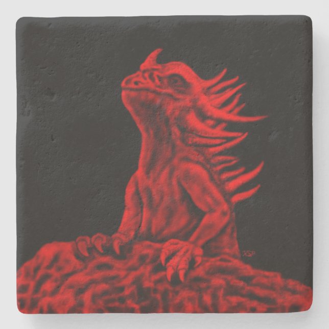 Dessous-de-verre En Pierre Little red Dragon (Devant)