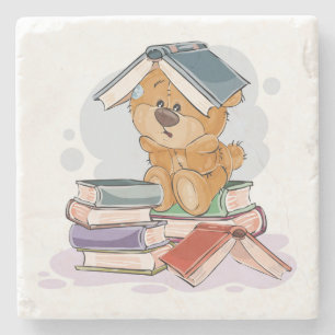 Dessous-de-verre En Pierre Livres De Lecture D'Ours Cartoon Cute
