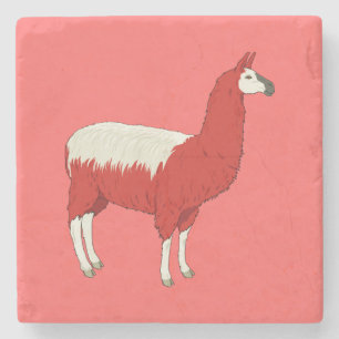 Dessous-de-verre En Pierre Llama Rouge Drôle