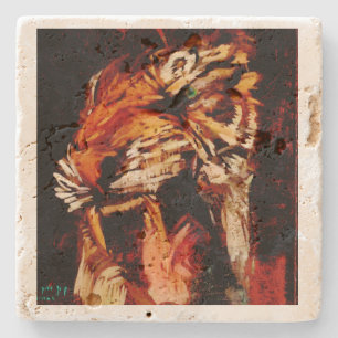 Dessous-de-verre En Pierre L'oeil du Tigre Roars Dessous de verre de pierre