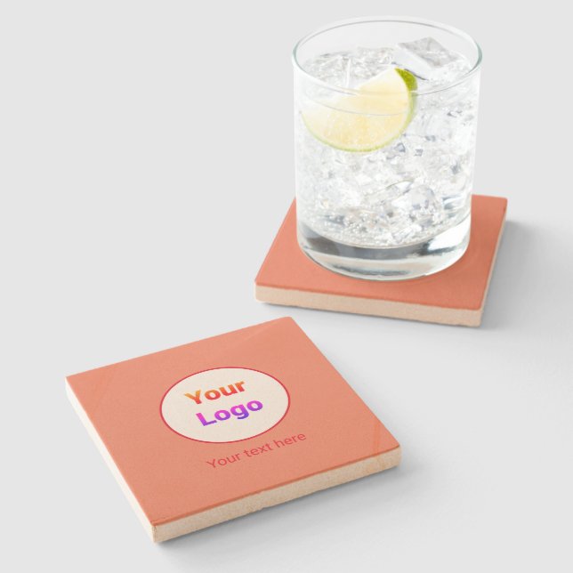 Dessous-de-verre En Pierre Logo personnalisé simple et élégant ici société (Côté)