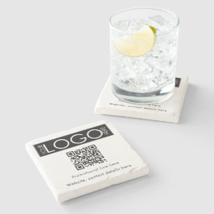 Dessous-de-verre En Pierre Logo professionnel personnalisé Texte QR Code prom